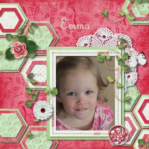 Think Spring - layout by Rebecca (template: Shape Fun: Hexagons by LissyKay Designs)